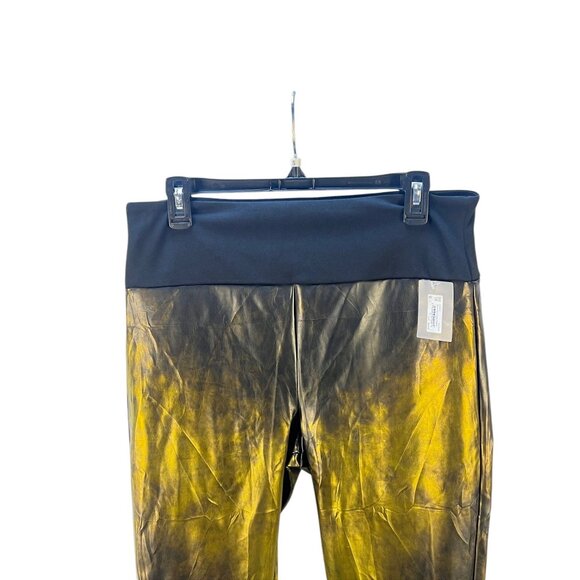 Red Hot Spanx All Over Faux Leather Leggings Plus Sz 1X Very Black Stretch Shiny - Picture 3 of 6